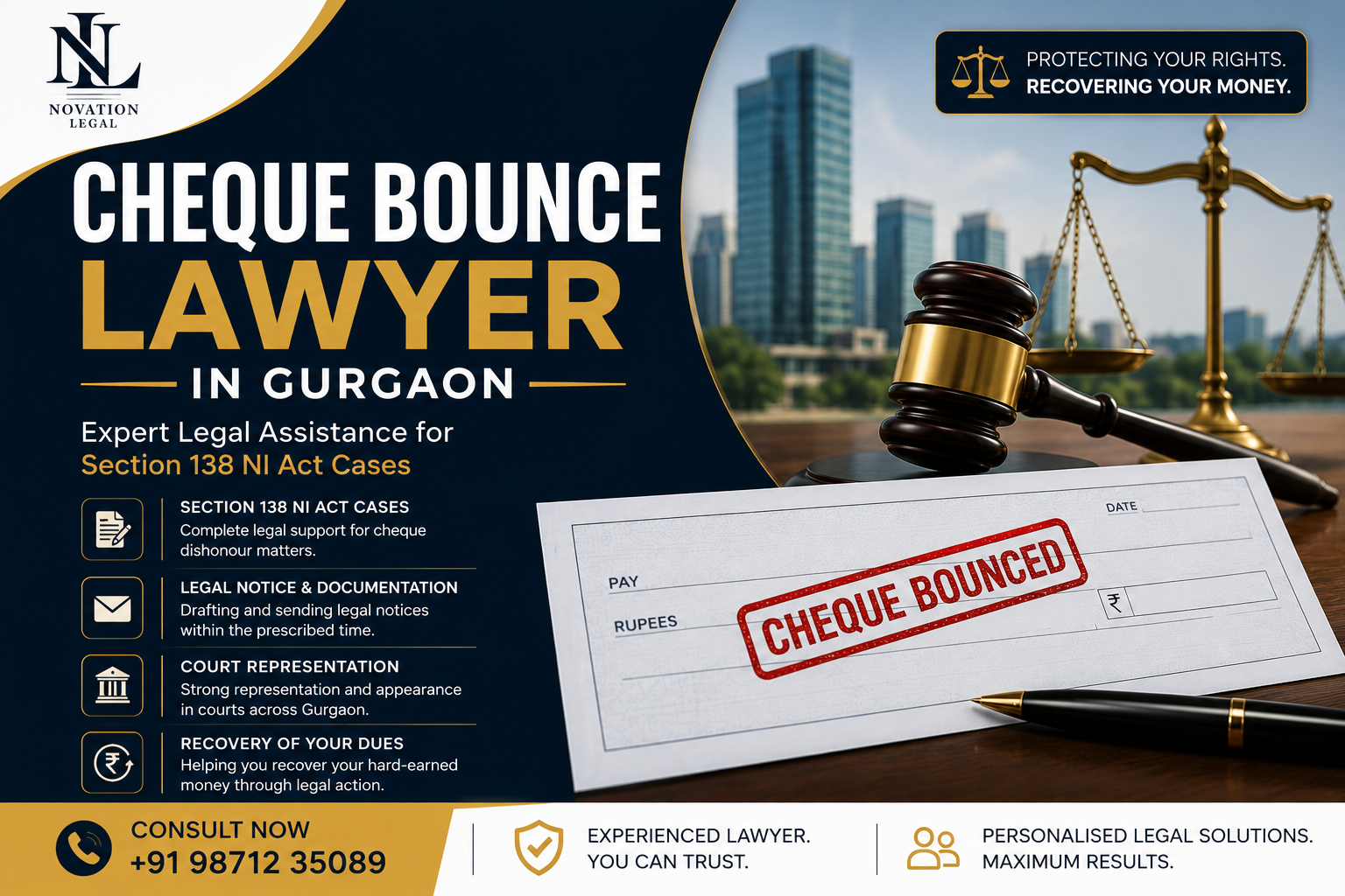 Cheque Bounce Lawyer in Gurgaon – Expert Legal Assistance Under Section 138 NI Act